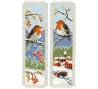 Groves Of Thames B/mark Robins - Counted Cross Stitch Kit: Bookmark: Robins: Set Of 2 - Vervaco