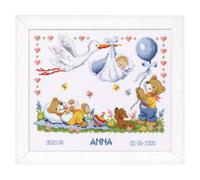 Groves Of Thames B/rec New Arrival - Counted Cross Stitch Kit: Birth Record: New Arrival - Vervaco