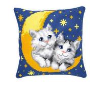 Groves Of Thames Cushion Moon/kittens - Cross Stitch Kit: Cushion: Moon And Kittens - Vervaco