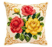 Vervaco Mixed Roses Cross Stitch Cushion, Multi-Colour