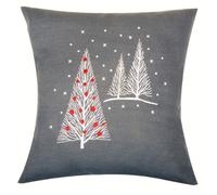 Groves Of Thames Emb Cush Xmas Trees - Embroidery Kit: Cushion: Christmas Trees - Vervaco
