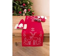 Groves Of Thames Emb T/run Deer/crystal - Embroidery Kit: Runner: Deer And Ice Crystals - Vervaco
