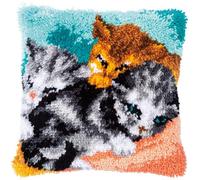 Vervaco Latch Hook Cushion Set Outlined, Cotton Acrylic, Multicoloured, 40x40cm