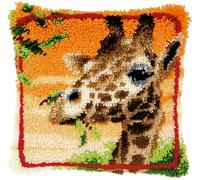 Groves Of Thames L/hk Cush Giraffe - Latch Hook Kit: Cushion: Giraffe Eating Leaves - Vervaco