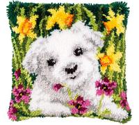 Groves Of Thames L/hk Cush Westie - Latch Hook Kit: Cushion: Westie In Daffodils - Vervaco