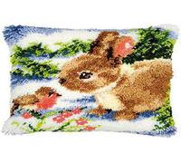 Groves Of Thames Latch Hook Kit: Cushion: Winter Scene Rabbit And Robin
