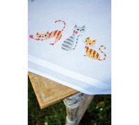 Groves Of Thames T/cloth Striped Cats - Embroidery Kit: Tablecloth: Striped Cats - Vervaco