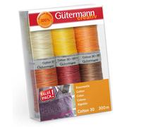 Gütermann creativ Sewing Thread Set with 6 spools Cotton 30 300 m in Different Multicolour Colours
