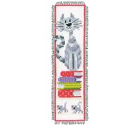 Groves & Thames B/MARK CATS 2 - Counted Cross Stitch Kit: Bookmark: Cats 2 - Vervaco in Green Groves & Thames Green