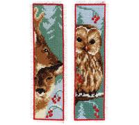 Groves & Thames B/MARK PK2 OWL/DEER - Counted Cross Stitch Kit: Bookmark: Owl & Deer: Set of 2 - Vervaco Groves & Thames Multicolor