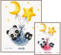 Groves & Thames B/REC PANDA BEAR - Counted Cross Stitch Kit: Birth Record: Panda Bear Goes to Sleep - Vervaco Groves & Thames Multicolor