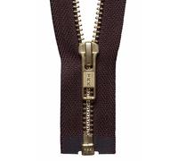Groves & Thames BRASS O/END ZIP 41CM - Brass Metal Open End Zip: 41cm: Brown - YKK Groves & Thames Brown