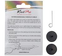 KnitPro Knitting Cable with Connector, Black, Silver, 50 cm