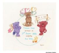 Groves & Thames CELEBRATION BIRTH - Counted Cross Stitch Kit: Birth Record: Popcorn Celebration - Vervaco Groves & Thames Multicolor