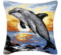 Groves & Thames CUSHION DOLPHIN - Cross Stitch Kit: Cushion: Large: Dolphin - Orchidea Groves & Thames Multicolor