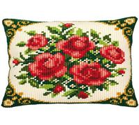 Groves & Thames CUSHION ROSES - Cross Stitch Kit: Cushion: Pale Red Roses - Vervaco Groves & Thames Multicolor