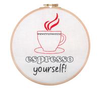 Groves & Thames ESPRESSO YOURSELF - Embroidery Kit with Hoop: Espresso Yourself - Anchor Groves & Thames Multicolor