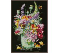 Groves & Thames FLOWER POWER BOUQUET - Counted Cross Stitch Kit: Flower Power Bouquet - Lanarte Groves & Thames Multicolor