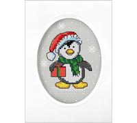 Groves & Thames G/CARD PENGUIN - Counted Cross Stitch Kit: Greetings Card: Penguin - Orchidea in White Groves & Thames White