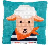 Groves & Thames L/S CUSH LITTLE LAMB - Long Stitch Kit: Cushion: Little Lamb - Vervaco in White Groves & Thames White