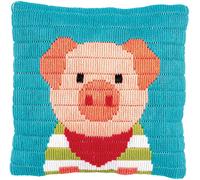 Groves & Thames L/S CUSH LITTLE PIG - Long Stitch Kit: Cushion: Little pig - Vervaco in White Groves & Thames White