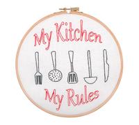 Groves & Thames MY KITCHEN MY RULES - Embroidery Kit with Hoop: My Kitchen, My Rules - Anchor in Silver Groves & Thames Silver
