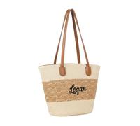 Grovjewfit Personalised Beach Bag for Women Custom Straw Tote Bag with Name Summer Woven Shoulder Bag Large Zip Tote Handbag for Beach Travel Shopping (Style 4)