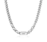 Grovjewfit Personalised Men’s Name Necklace Custom Stainless Steel Cuban Chain Necklace for Dad Husband Boyfriend Son Personalized Gifts for Father's Day Birthdays (Silver-5 name)