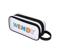 Grovjewfit Personalised Pencil Case for Kids, Custom Name School Pencil Bag with 2 Zip Compartments, Mesh Stationery Case for Girls and Boys, Lightweight Pen Pouch with Handle