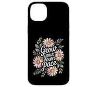 Grow At Your Own Pace Boho Flower Vintage Inspiring Quote Case for iPhone 14 Plus