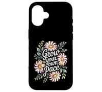 Grow At Your Own Pace Boho Flower Vintage Inspiring Quote Case for iPhone 16