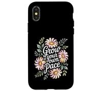 Grow At Your Own Pace Boho Flower Vintage Inspiring Quote Case for iPhone X/XS