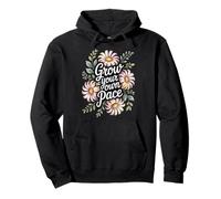 Grow At Your Own Pace Boho Flower Vintage Inspiring Quote Pullover Hoodie