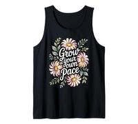 Grow At Your Own Pace Boho Flower Vintage Inspiring Quote Tank Top