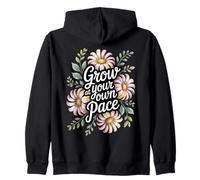 Grow At Your Own Pace Boho Flower Vintage Inspiring Quote Zip Hoodie