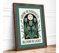 Grow in Darkness Botanical Framed Wall Art Print A2 (59.4×42cm) Walnut, Wall Decor for Living Room, Bedroom, Office & Home, Ready to Hang, Art Gift