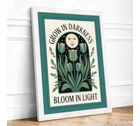 Grow in Darkness Botanical Framed Wall Art Print A3 (42×29.7cm) White, Wall Decor for Living Room, Bedroom, Office & Home, Ready to Hang, Art Gift