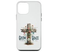 Grow in Grace 2 Peter 3:18 Christian Cross Floral Design Case for iPhone 12 mini