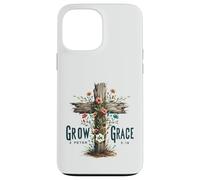 Grow in Grace 2 Peter 3:18 Christian Cross Floral Design Case for iPhone 13 Pro Max