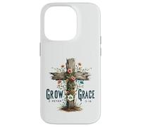 Grow in Grace 2 Peter 3:18 Christian Cross Floral Design Case for iPhone 14 Pro