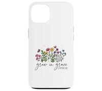 Grow in Grace 2 Peter 3:18 Christian Floral Butterfly Case for iPhone 13