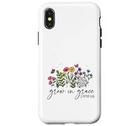 Grow in Grace 2 Peter 3:18 Christian Floral Butterfly Case for iPhone X/XS