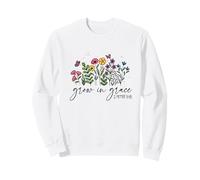 Grow in Grace 2 Peter 3:18 Christian Floral Butterfly Sweatshirt