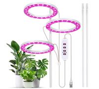 Grow Lights for Indoor Plants 3 Heads 4.8W 34.5lm 60LED USB Powered Grow Light 8H/12H/16H Timer 5 Dimmable Brightness Plant Growing Lamps for Succulents/Mini Bonsai/Small Plants