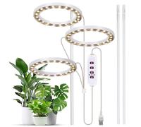 Grow Lights for Indoor Plants 3 Heads 6.2W 301.7lm 60LED 4000K USB Powered Grow Light 8H/12H/16H Timer 5 Dimmable Brightness Plant Growing Lamps for Succulents/Mini Bonsai/Small Plants