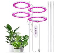 Grow Lights for Indoor Plants 4 Heads 4.8W 34.5lm 80LED USB Powered Grow Light 8H/12H/16H Timer 5 Dimmable Brightness Plant Growing Lamps for Succulents/Mini Bonsai/Small Plants