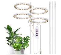 Grow Lights for Indoor Plants 4 Heads 6.2W 301.7lm 80LED 4000K USB Powered Grow Light 8H/12H/16H Timer 5 Dimmable Brightness Plant Growing Lamps for Succulents/Mini Bonsai/Small Plants
