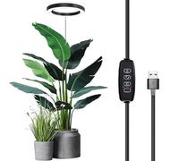 Grow Lights for Indoor Plants,72 Beads 10 Level Dimming Ground Mounted Plug in Light Floor Standing Full Spectrum Sunlight 13.7-61 inch Height Adjustable Potted Plant Light Black
