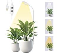 Grow Lights for Indoor Plants, Clip On 6500K Full Spectrum LED Grow Light, Two Installation Options Plant Light, 3 Colors Grow Lamp with 360° Gooseneck, 3/9/12H Timer, 10 Brightness (White)