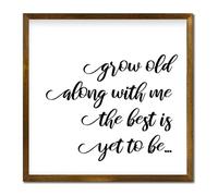 Grow Old Along With Me The Best Is Yet To Be Framed Wood Sign Wall Plaque 7x7in Wooden Wall Sign with Quotes,Vintage Family Sign Housewarming Gifts Farmhouse Bedroom Living Room Home Decor
